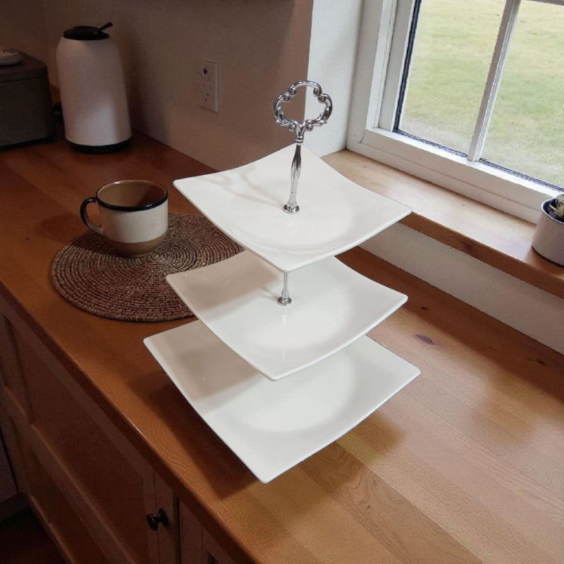 Luxury White Cupcake Stand – 3-Tier Dessert Display for Cakes, Pastries & Sweets | Adornia.pk