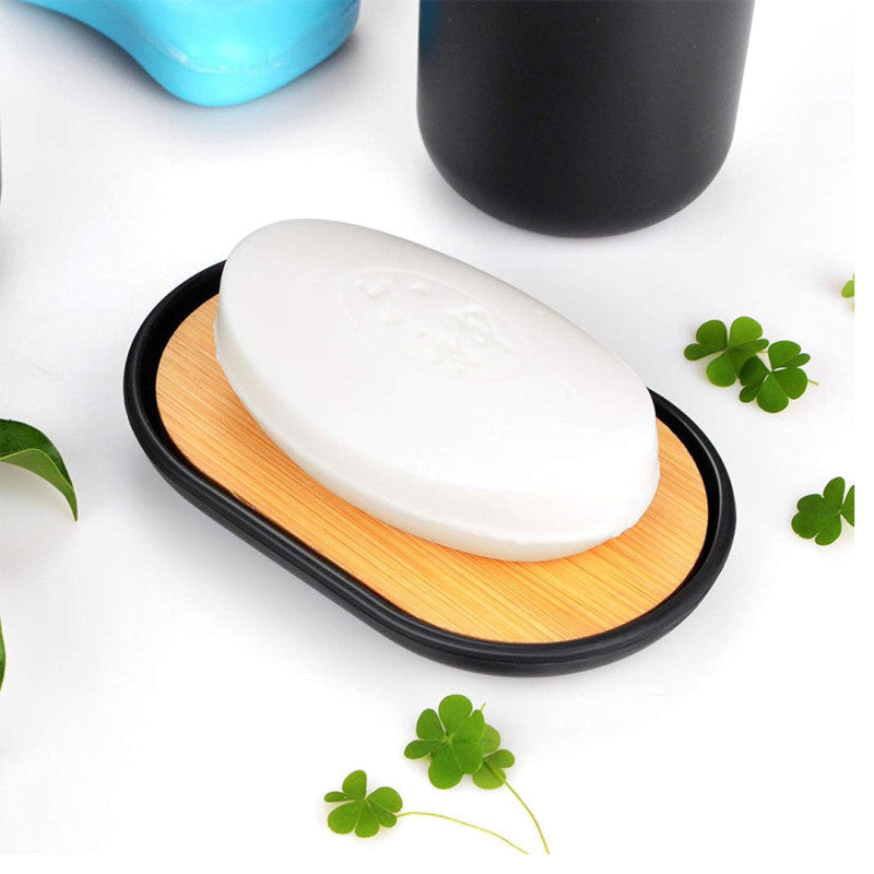 6 Pcs Bathroom Set With Wooden Lid