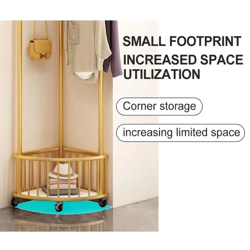 Modern Metal Corner Rack with Wheels | Multi-Purpose Rolling Storage Organizer