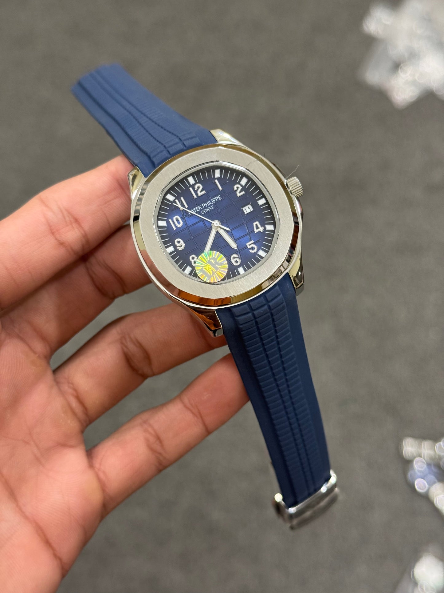 Aquanaut Quartz | Silver Case | Blue Dial | Blue Strap