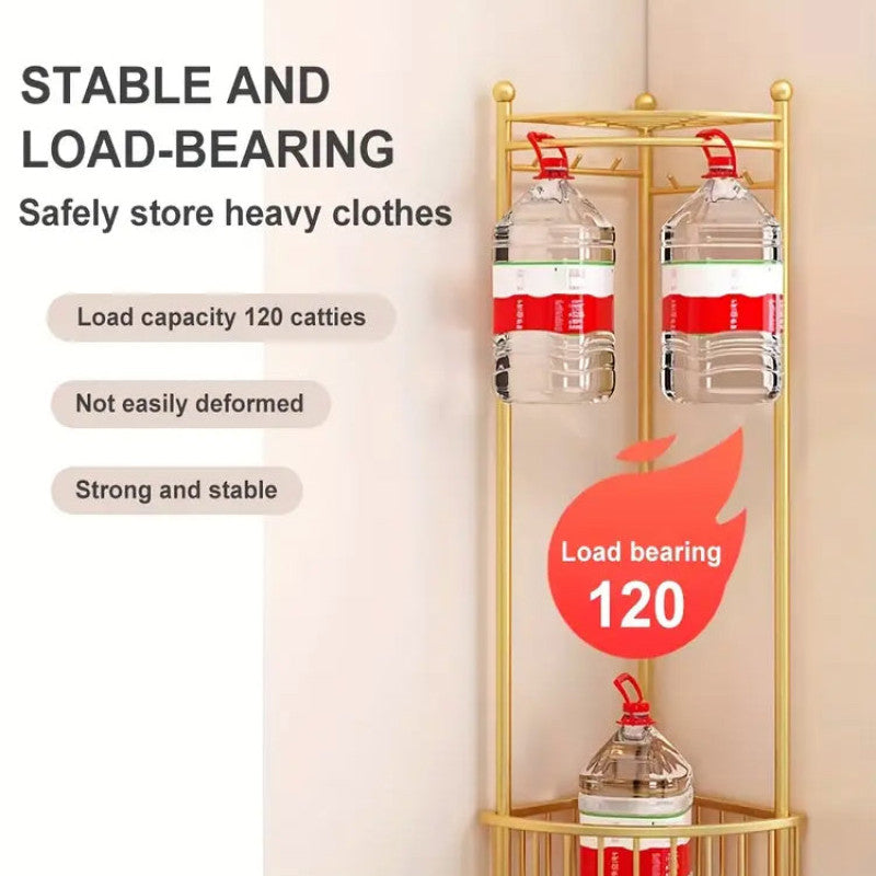 Modern Metal Corner Rack with Wheels | Multi-Purpose Rolling Storage Organizer