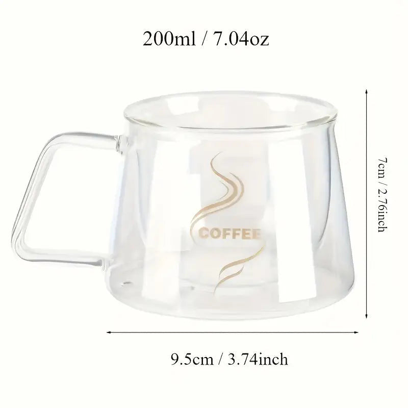 Double-Walled Glass Coffee Mugs – 200ml Heat-Resistant Espresso Cups for Hot & Cold Drinks | Adornia.pk