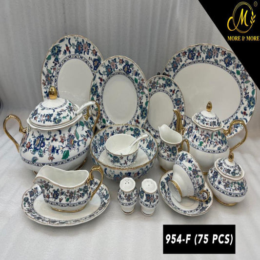 ROYAL ALBERT Dinner Set – Elegant 75 Pcs Full Crockery for 8 Persons | Premium Ceramic Tableware & Serveware Collection