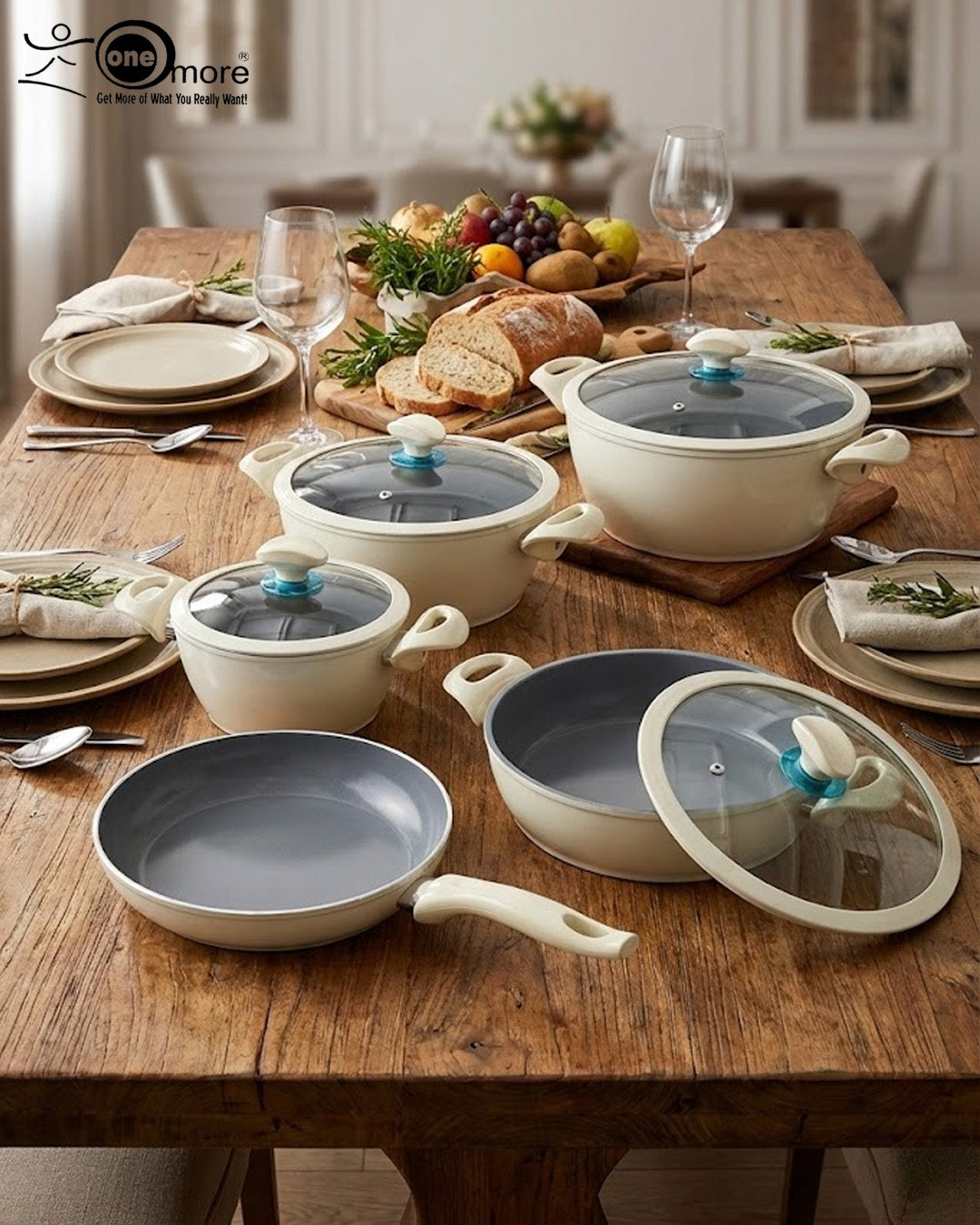 Falez 9-Piece Premium Ceramic Coating Non-Stick Cookware Set – Healthy Low-Oil Cooking | Made in Turkey