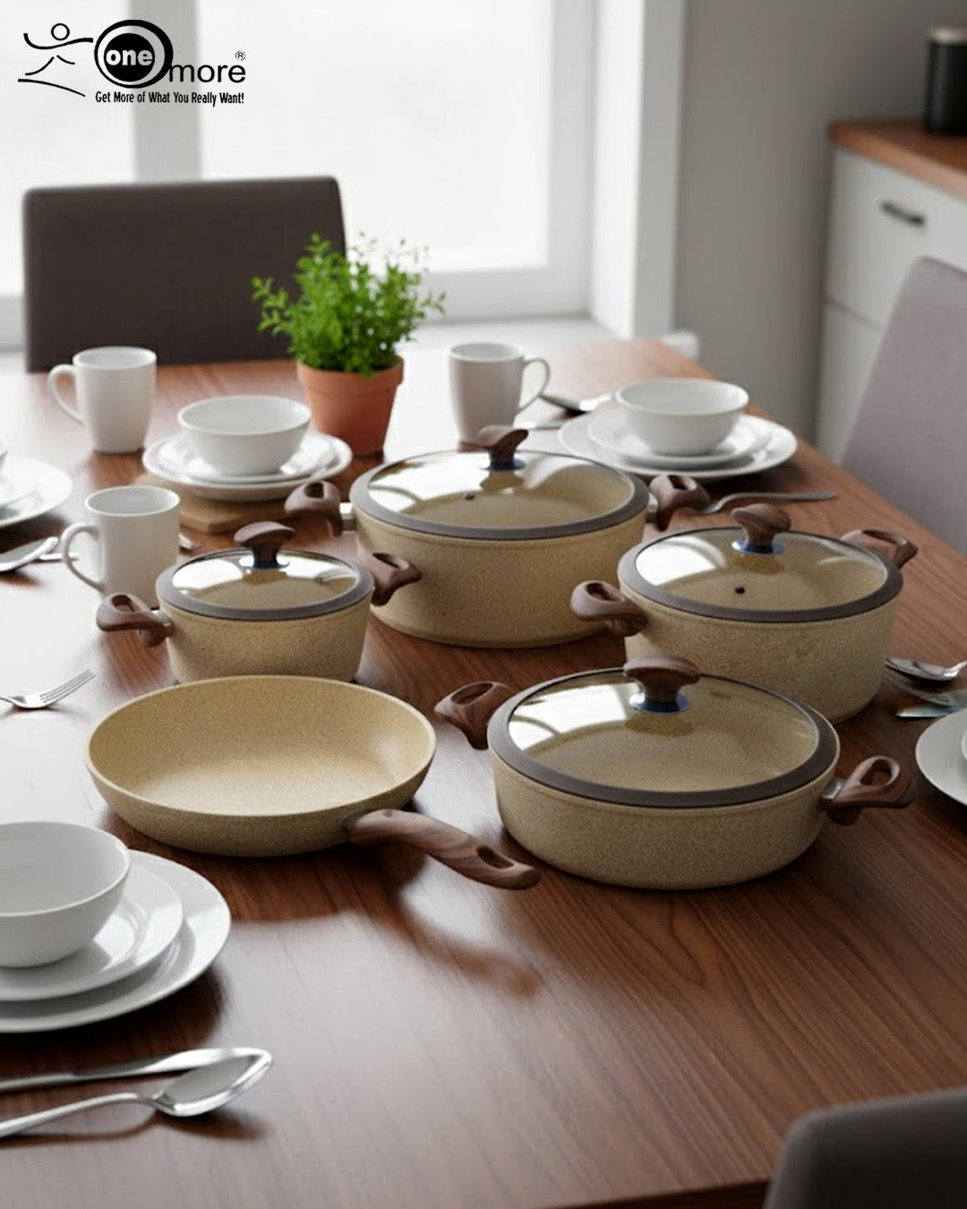 Falez 9-Piece Ceramic Granite Non-Stick Cookware Set – Premium Turkish Quality & Healthy Low-Oil Cooking