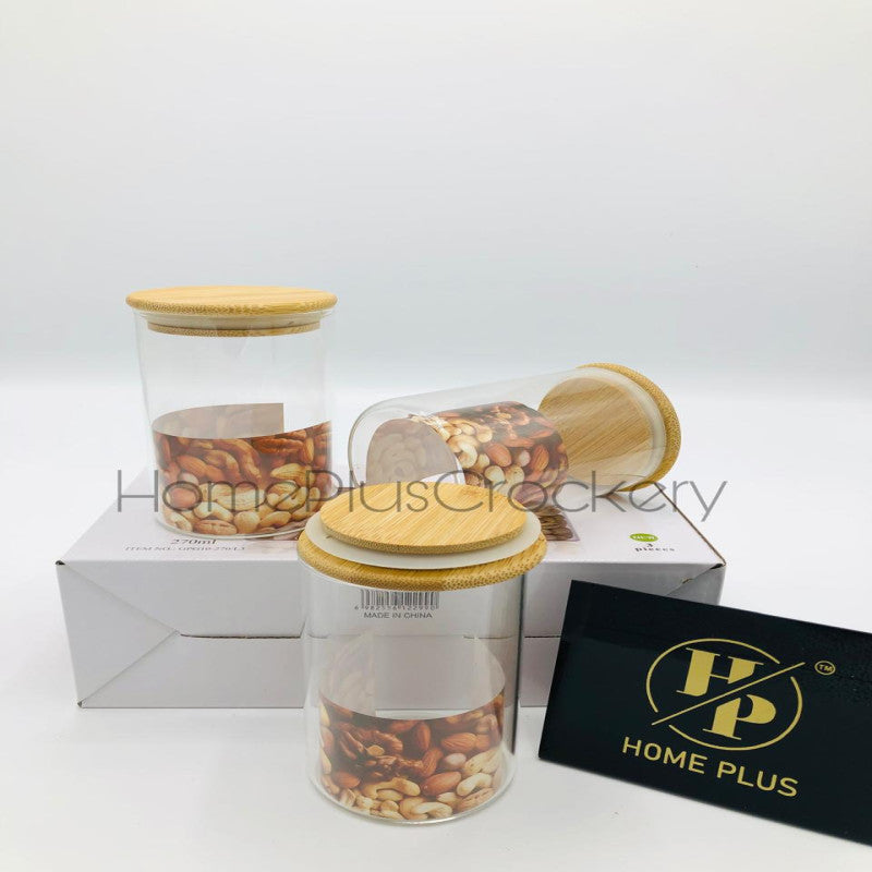 طقم برطمانات زجاجية مكون من 3 قطع سعة 270 مل 