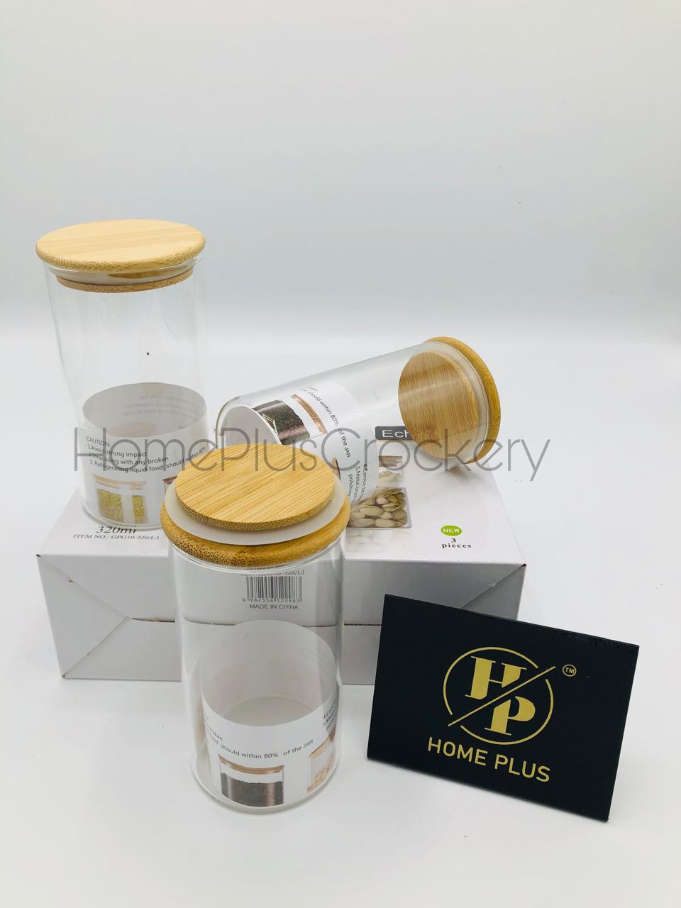 3-Pcs Glass Jar Set 320ml