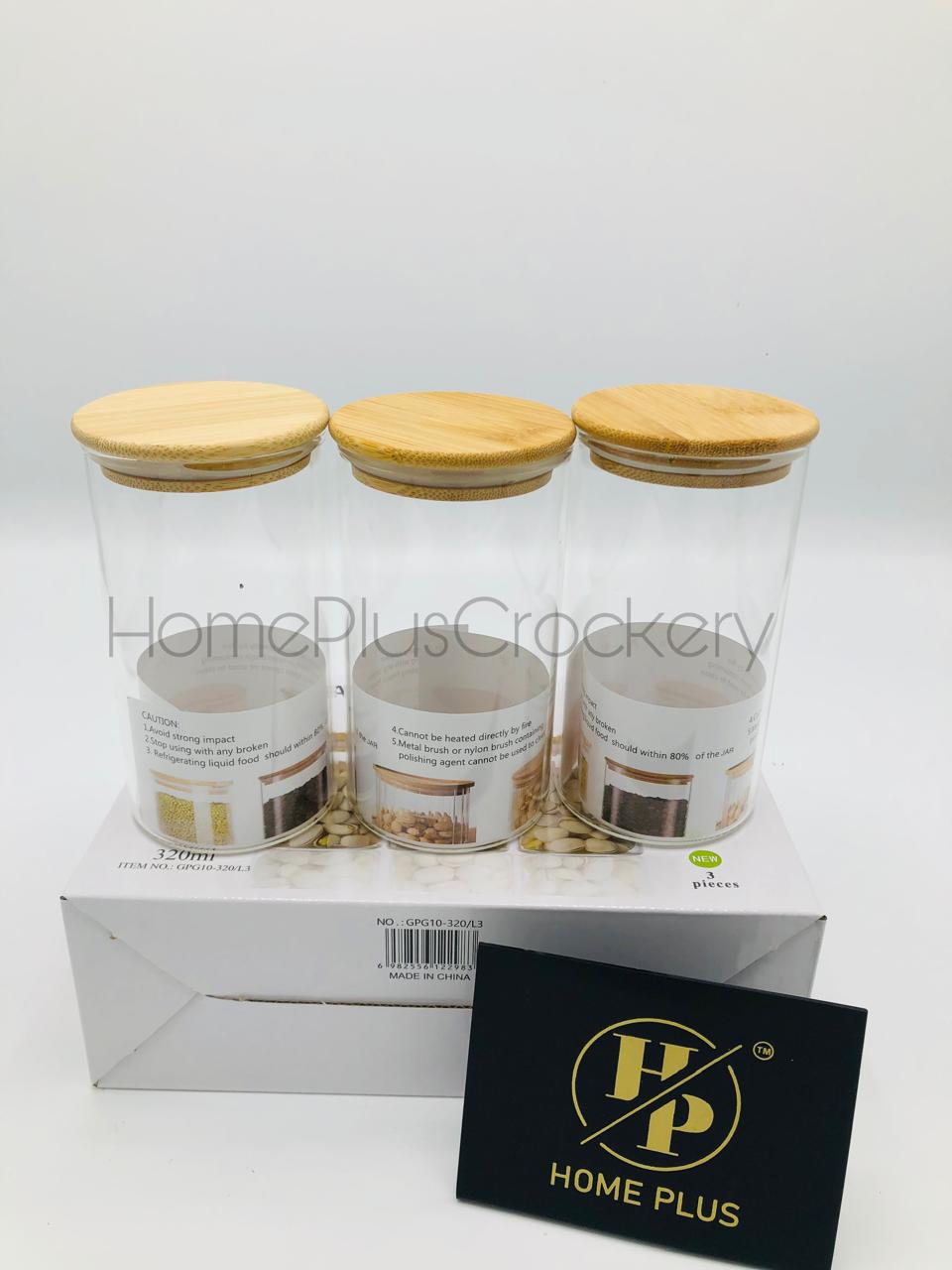 3-Pcs Glass Jar Set 320ml