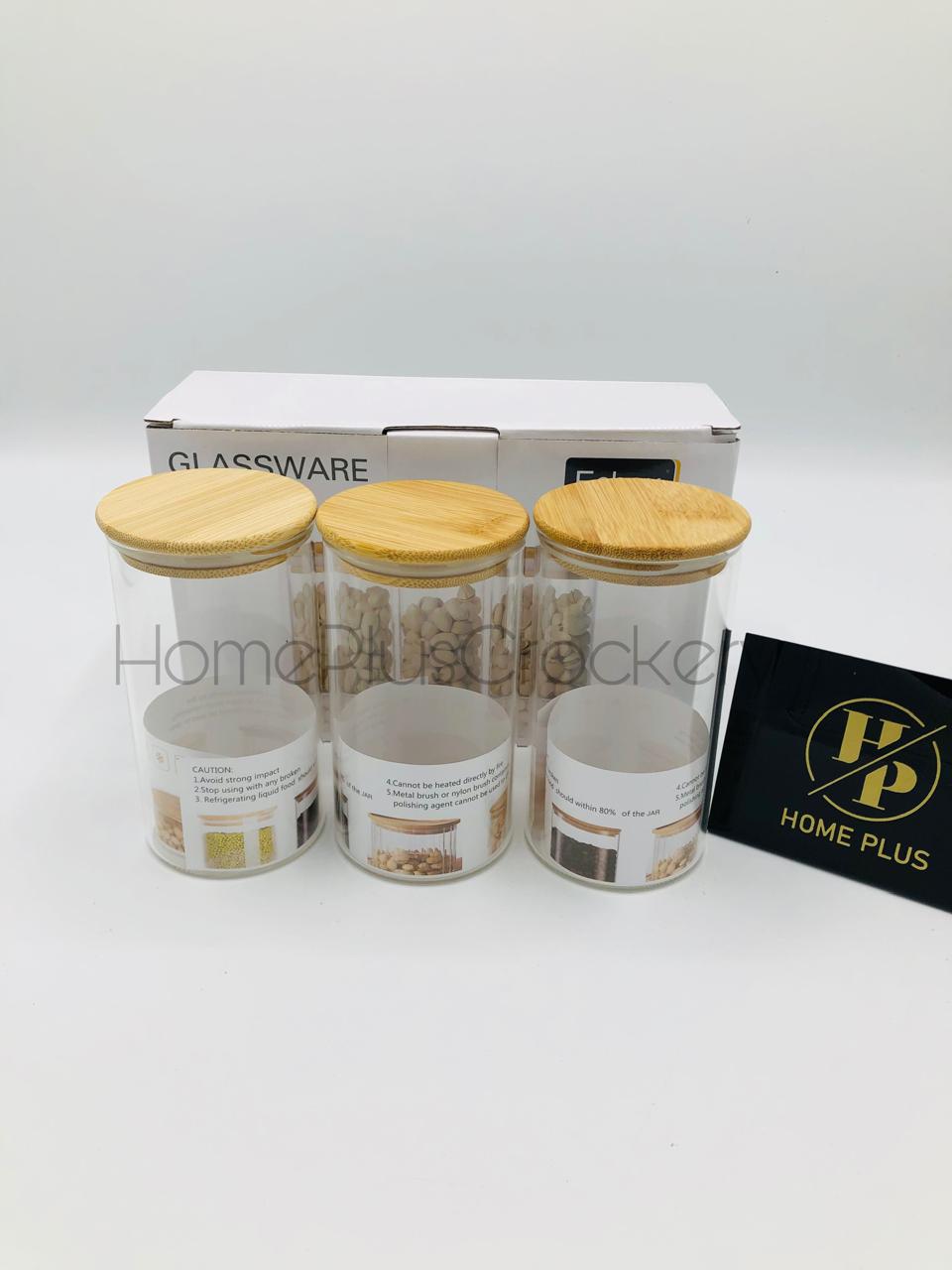 3-Pcs Glass Jar Set 320ml