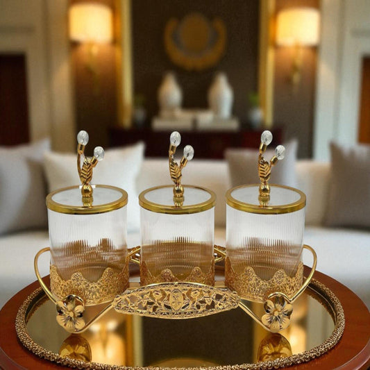 Elegant Gold Candy Jars (Set of 3) – Perfect for Gifting & Décor