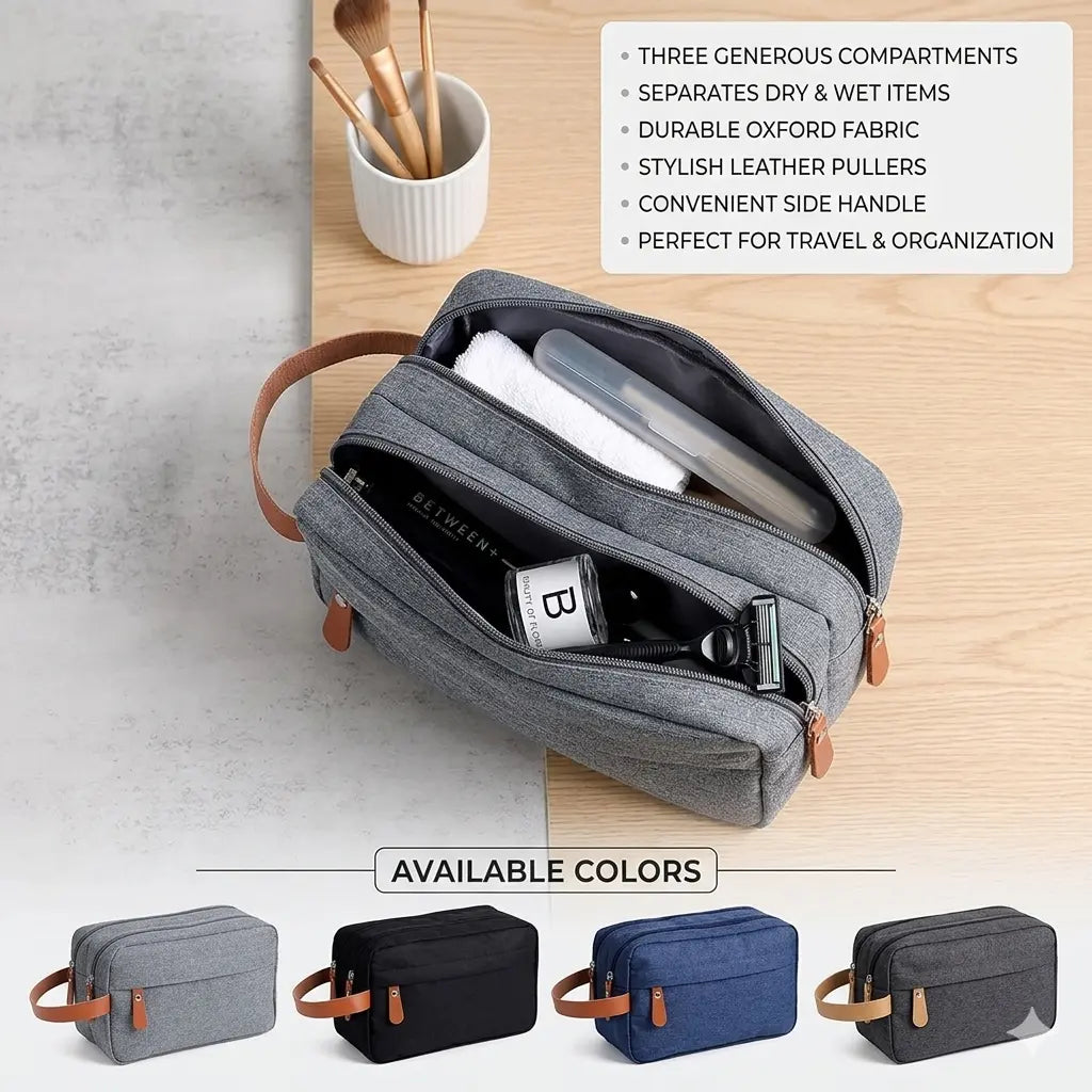 Dual Pocket Travel Toiletry Bag – Waterproof Hanging Travel