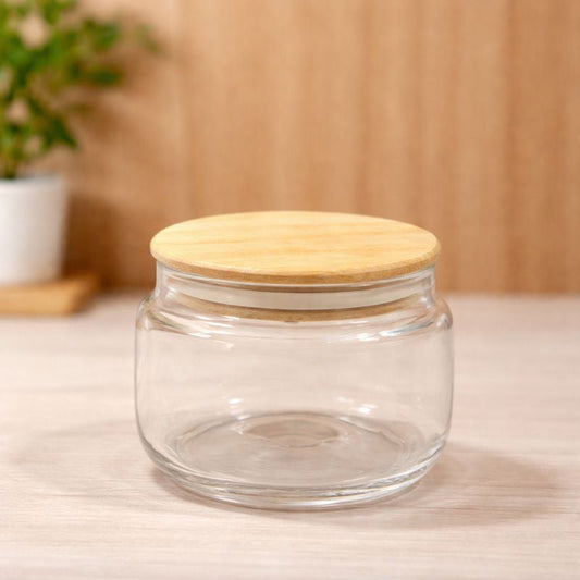 Glass Storage Jar with Wooden Lid – 400ml