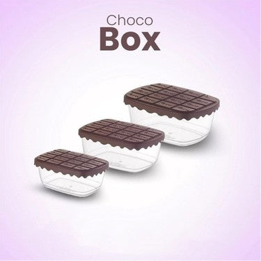 3 Pcs Set Plastic Choco Box For Kids 800ml (L6.7xW4.9x4.6)Inches