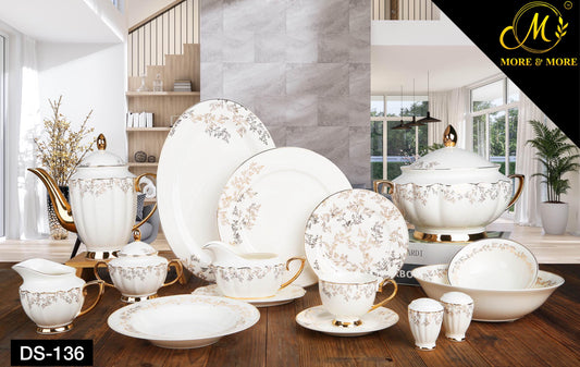 Johnson Bros-Inspired White Golden Dinner Set