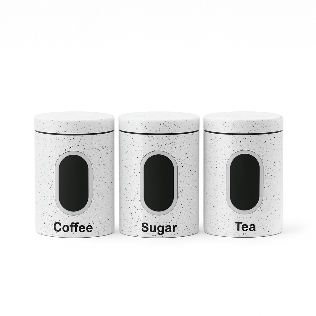 HausRoland Modern Speckled Container Set - White