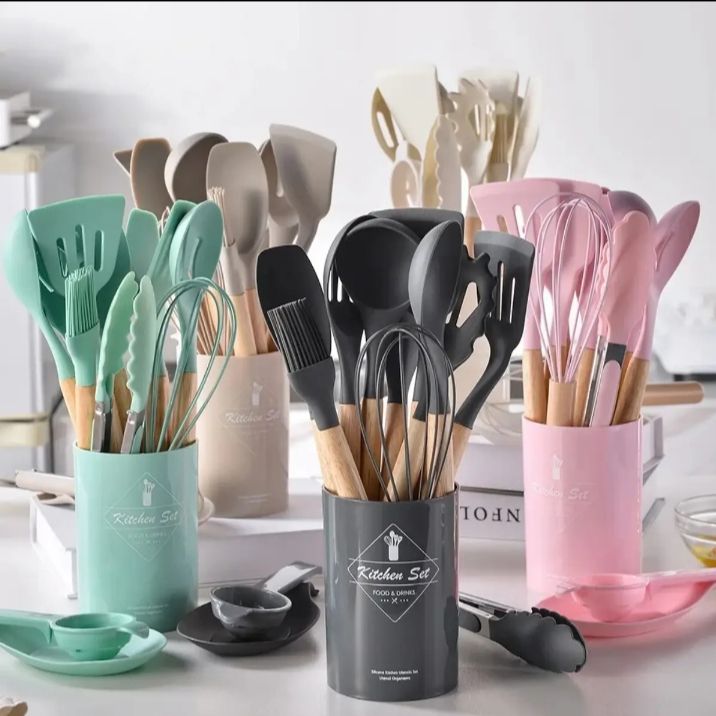 12 Pcs Silicone Kitchenware Non-Stick Utensils Set with Holder