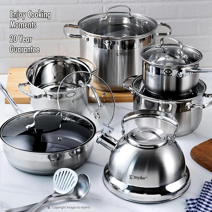 GERMANY Lot Imported 12-PCS ZEPTER High Quality Stainless Steel Cookware Set