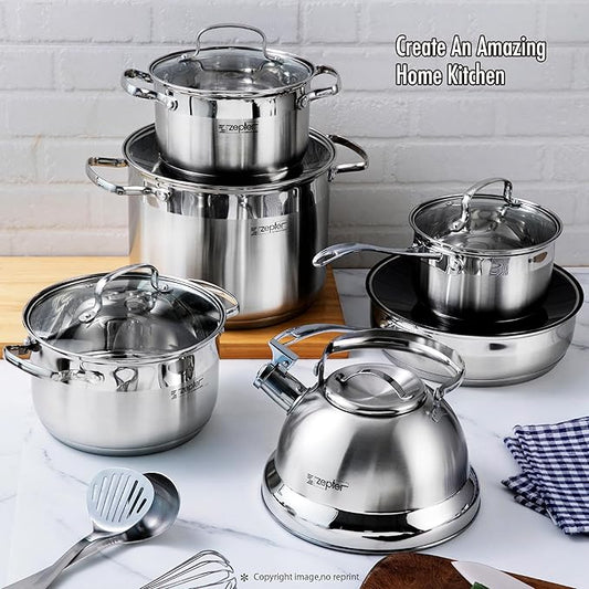 GERMANY Lot Imported 12-PCS ZEPTER High Quality Stainless Steel Cookware Set