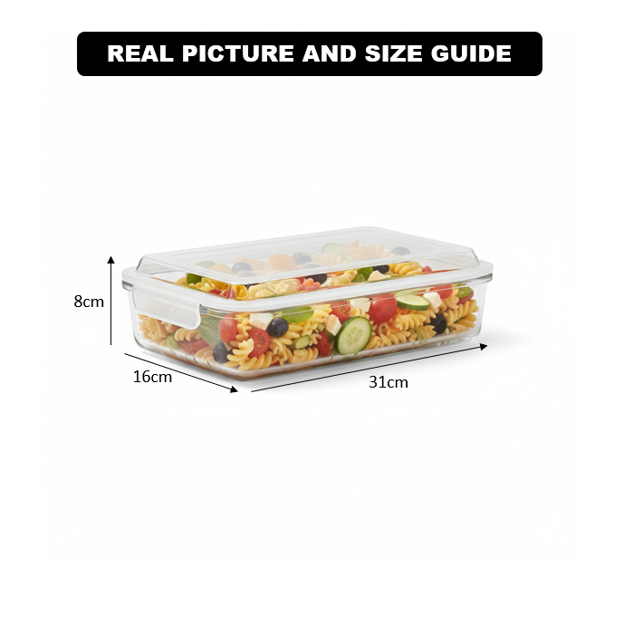 1.4L Rectangle Glass Container with Lid (2050) by Limon