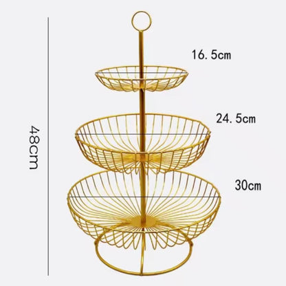 3-Layer Retro Fruit Tray – Vintage Tiered Serving Stand for Fruits, Snacks & Desserts | Adornia.pk