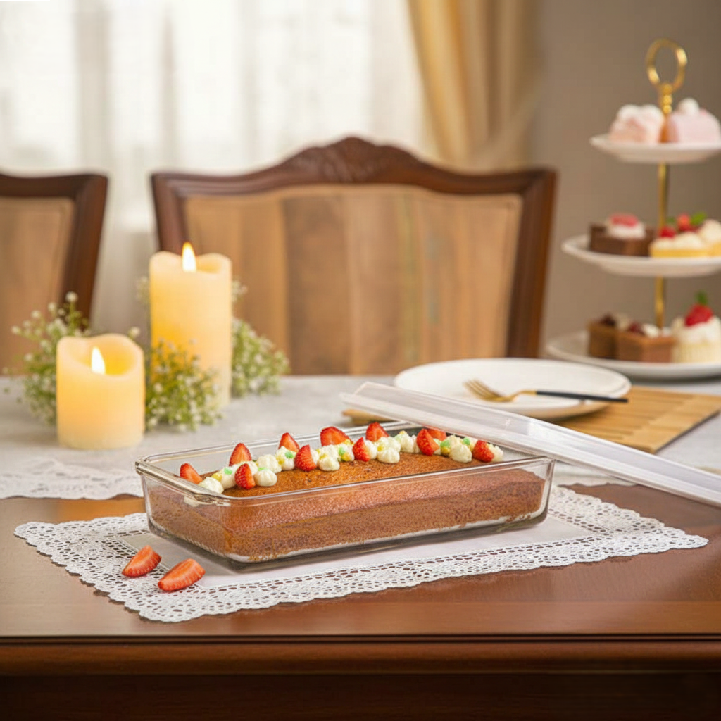 1.4L Rectangle Glass Container with Lid (2050) by Limon