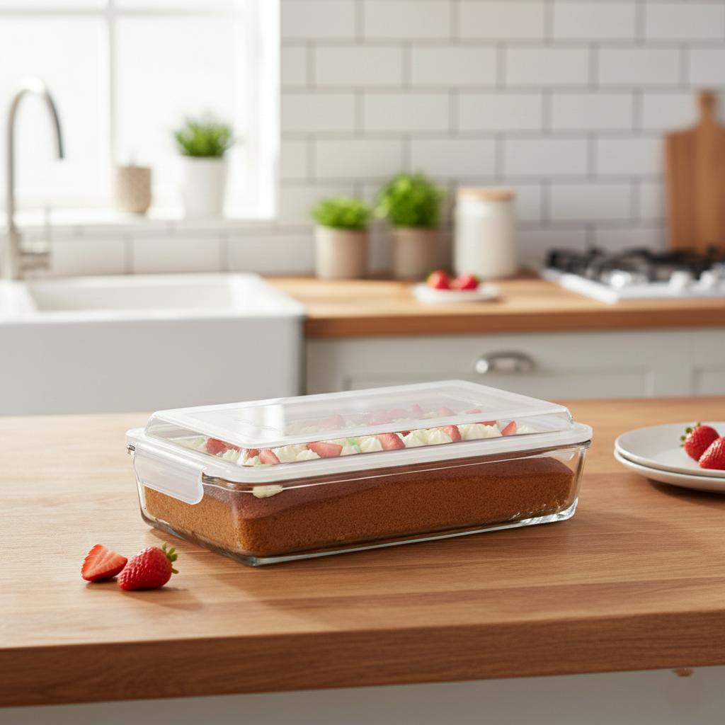 1.4L Rectangle Glass Container with Lid (2050) by Limon