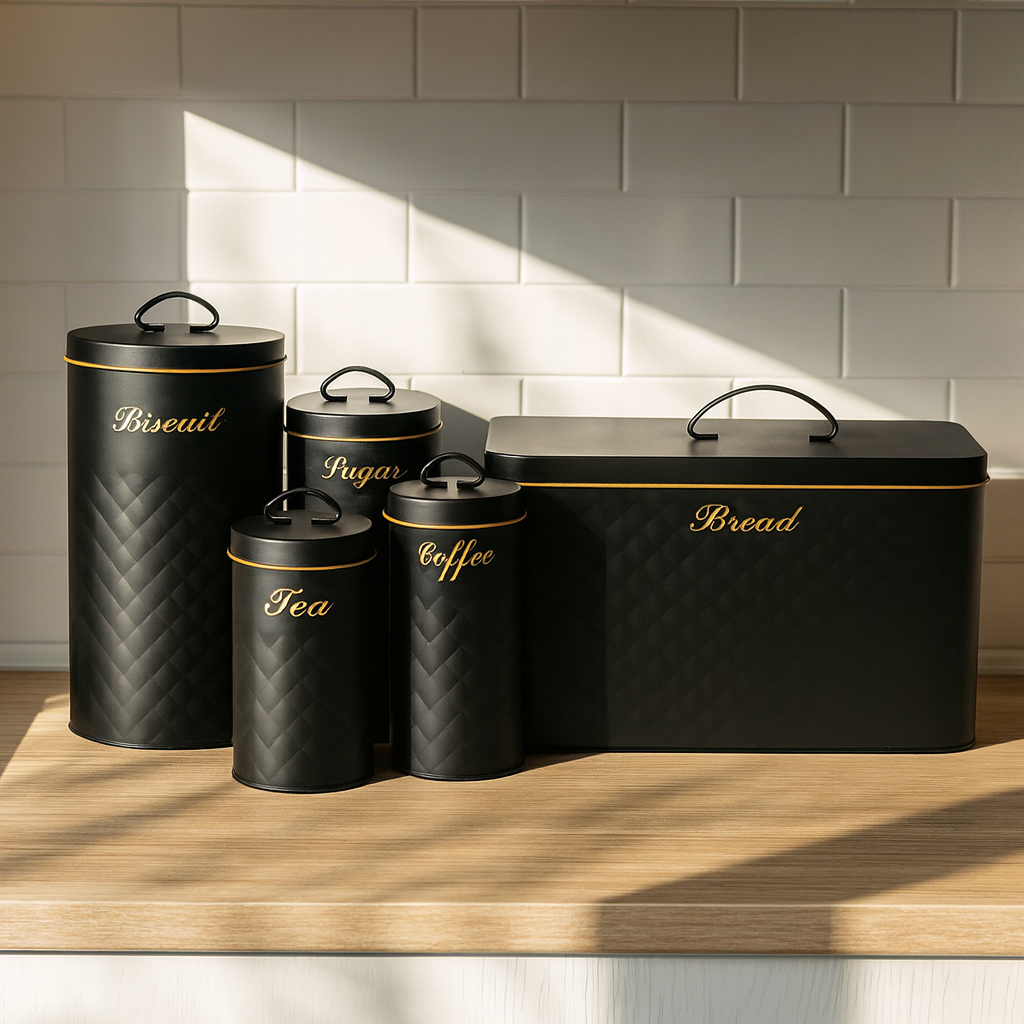 5 Pcs Metal Kitchen Jar Set