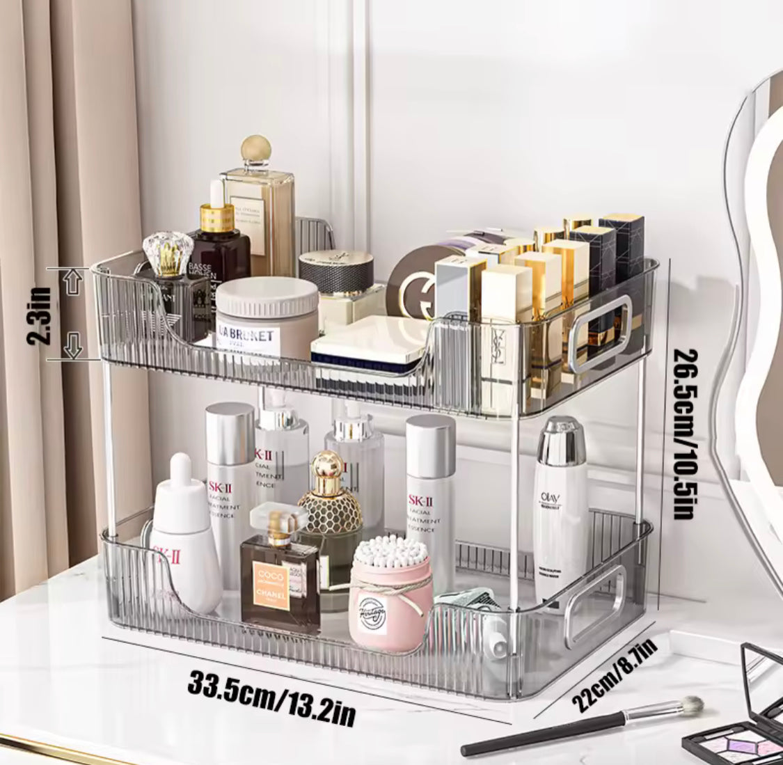 Acrylic Bathroom Organizer Shelf, Transparent Desktop Storage Organizer, Large Capacity Makeup Storage Rack