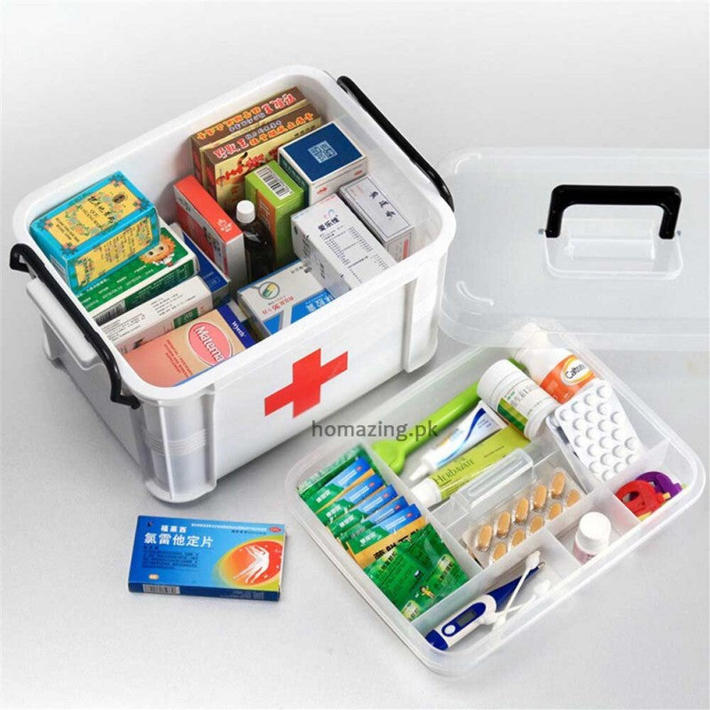 First Aid Medicine Storage Box Two Layers