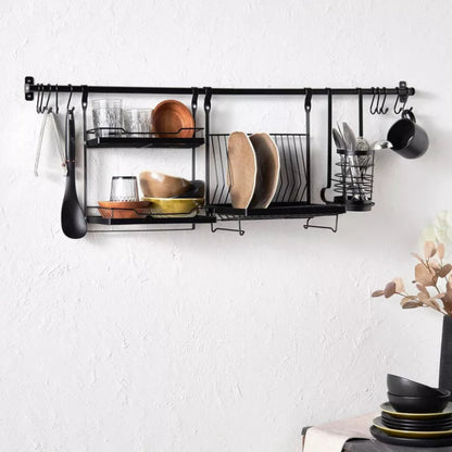 Wall-Mounted Kitchen Rack Set – Space-Saving Dish Organizer