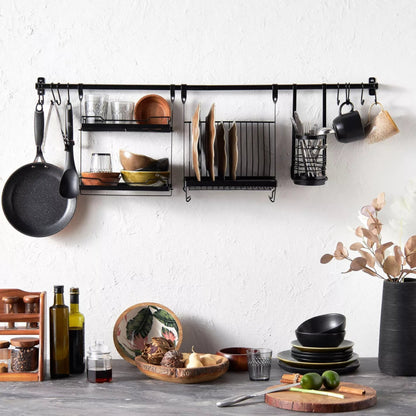 Wall-Mounted Kitchen Rack Set – Space-Saving Dish Organizer