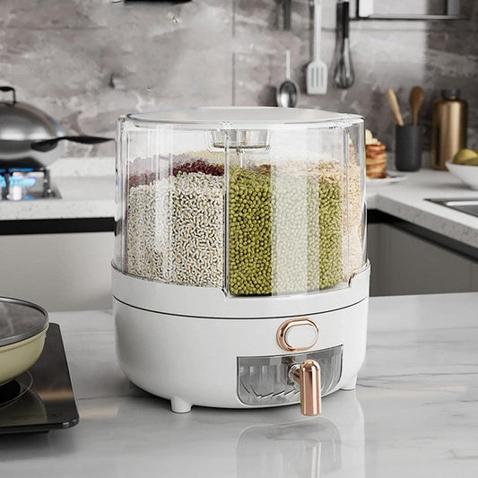 Rotating Rice Dispenser With 6 Compartments