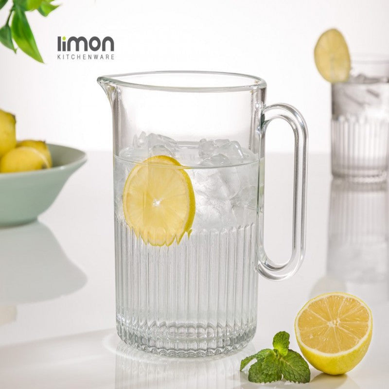 Limon Premium 1L Glass Jug with Handle – Elegant Beverage Pitcher for Kitchen & Dining (2228) | Adornia.pk