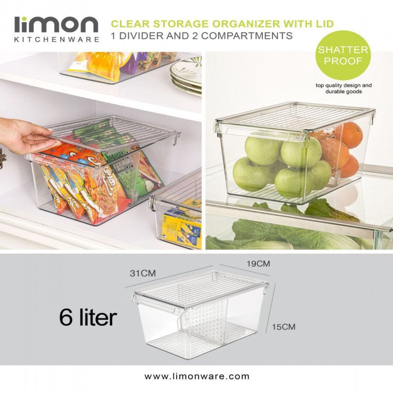 Limon Stackable Clear Storage Organizer with Lid – Multi-Purpose Plastic Container for Home, Kitchen & Office | Adornia.pk