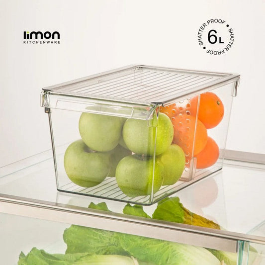 Limon Stackable Clear Storage Organizer with Lid – Multi-Purpose Plastic Container for Home, Kitchen & Office | Adornia.pk