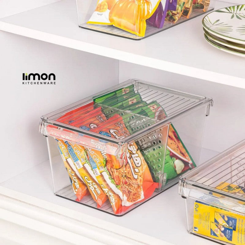 Limon Stackable Clear Storage Organizer with Lid – Multi-Purpose Plastic Container for Home, Kitchen & Office | Adornia.pk