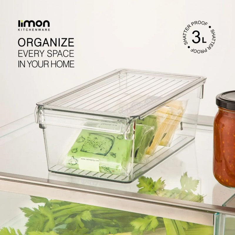 Limon Stackable Clear Storage Organizer with Lid – Multi-Purpose Plastic Container for Home, Kitchen & Office | Adornia.pk