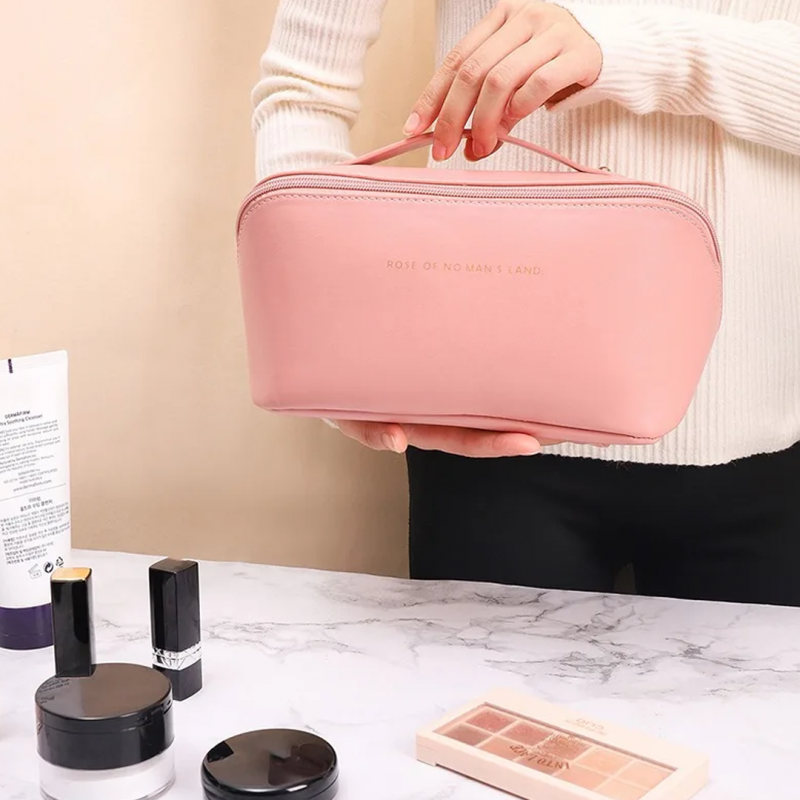 Leather Makeup Organizer Bag