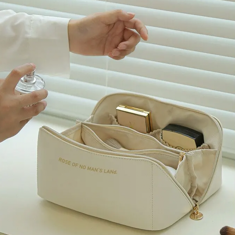 Leather Makeup Organizer Bag