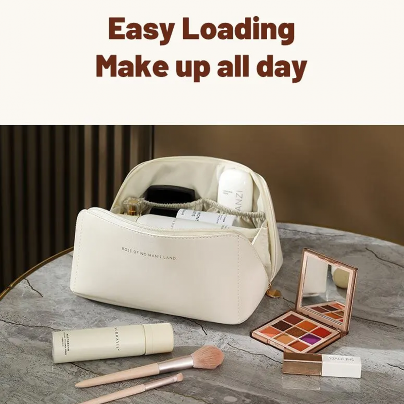 Leather Makeup Organizer Bag