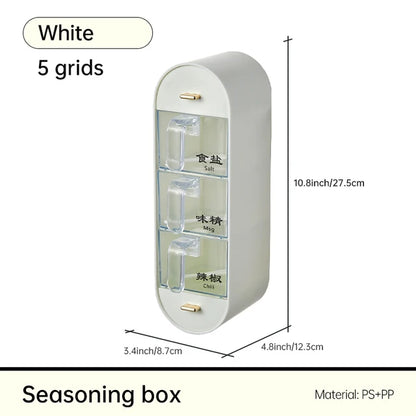 Wall mounted Seasoning Box Salt Pepper Spice Rack Jar Sugar Bowl Spice Box Organizer Kitchen Spice Organizer Set Storage Shelf