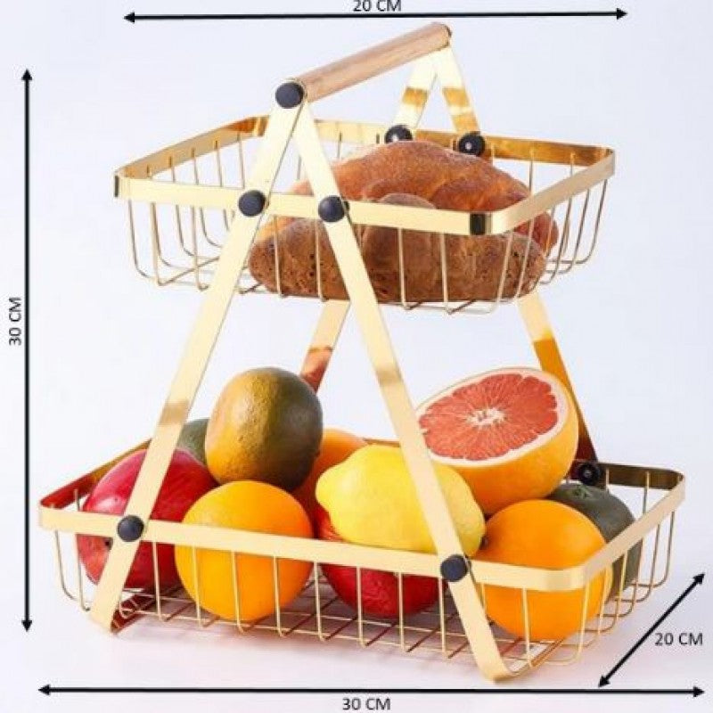 2 Tier Countertop Fruit Basket Gold