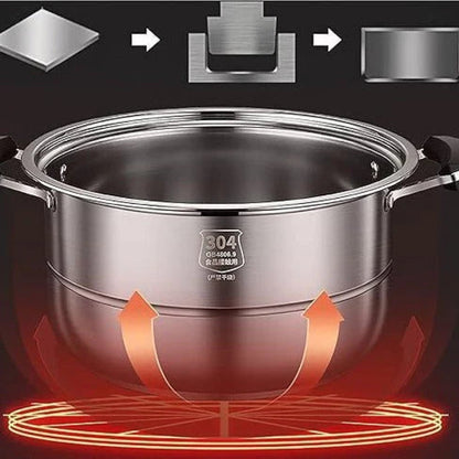 Stainless Steel Steamer & Soup Pot – Multi-Purpose Hot Pot for Cooking & Serving | Adornia.pk