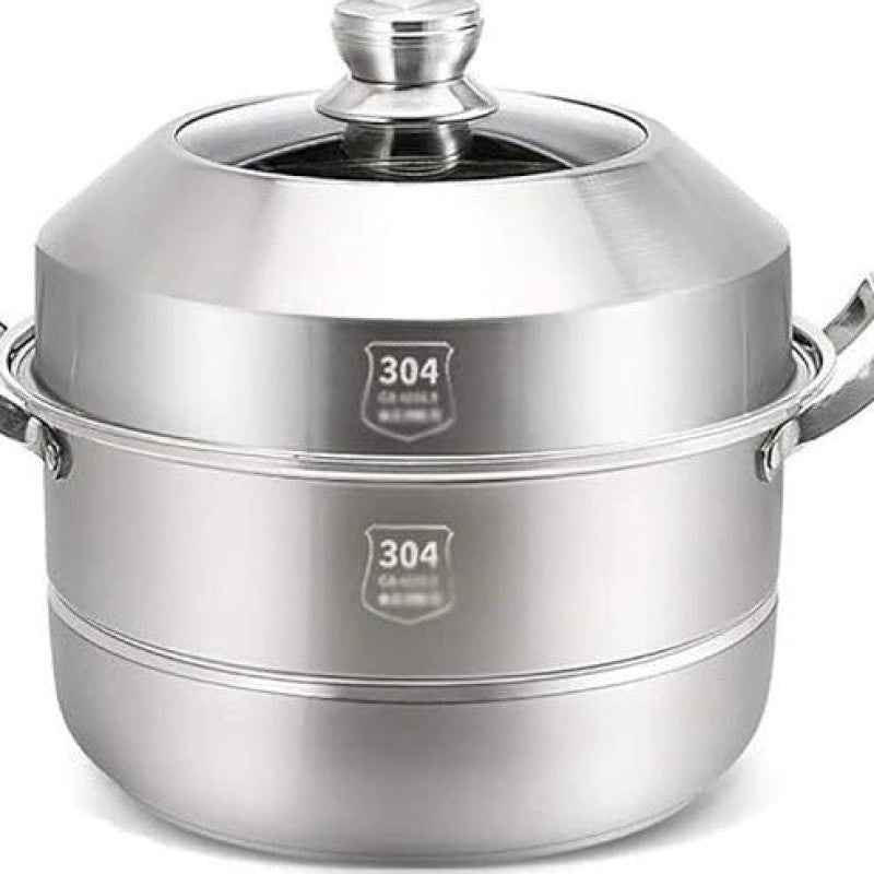 Stainless Steel Steamer & Soup Pot – Multi-Purpose Hot Pot for Cooking & Serving | Adornia.pk