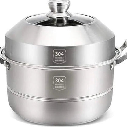 Stainless Steel Steamer & Soup Pot – Multi-Purpose Hot Pot for Cooking & Serving | Adornia.pk