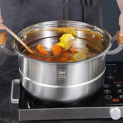 Stainless Steel Steamer & Soup Pot – Multi-Purpose Hot Pot for Cooking & Serving | Adornia.pk