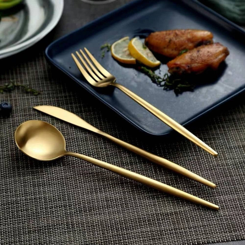 Pure Golden Dinnerware Cutlery Set – 24 Pieces | Elegant & Luxury Tableware