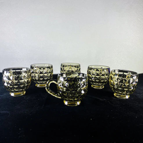 6pcs Golden Reflection Crystal Glass Mug Collection