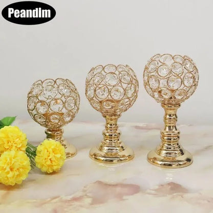 3 piece Crystal Candle Stands Set