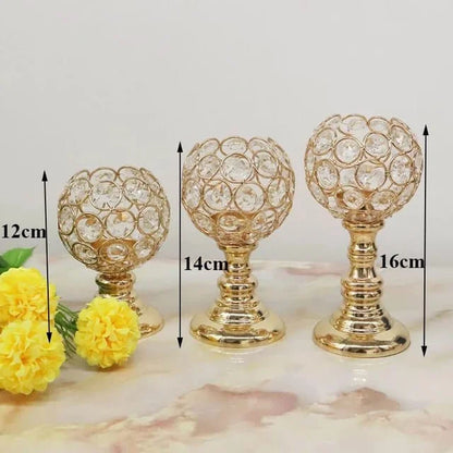 3 piece Crystal Candle Stands Set